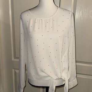 White Polkadot Blouse - Size Medium